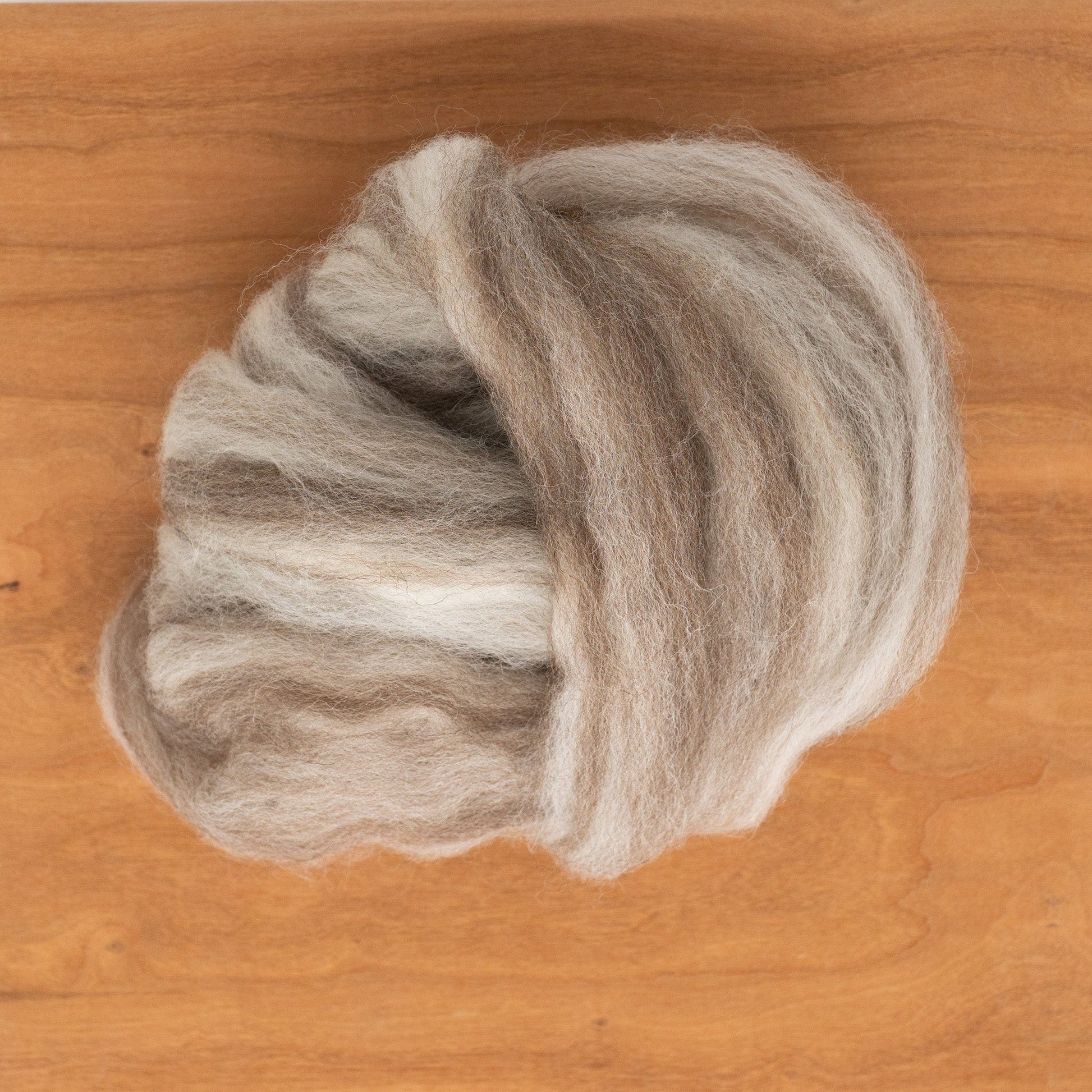 Europa Wools Ltd Undyed Wool Fiber white/brown blend Blue Faced Leicester (BFL) Wool Top (sold by the ounce)