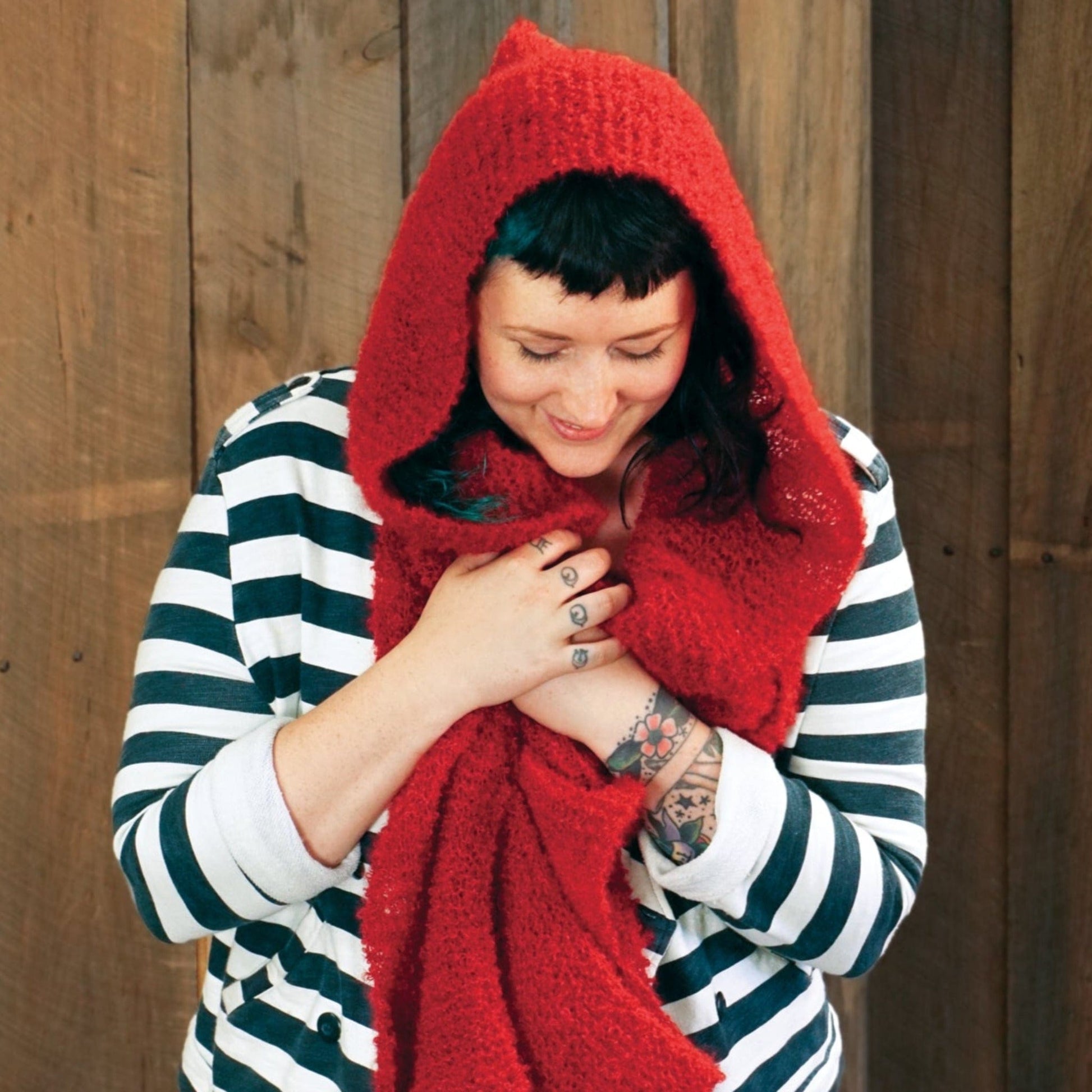 Halcyon Yarn Digital Patterns Gimme Shelter, Hooded Scarf with Pockets, download