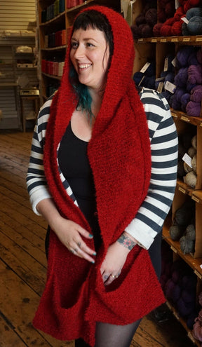 Halcyon Yarn Digital Patterns Gimme Shelter, Hooded Scarf with Pockets, download