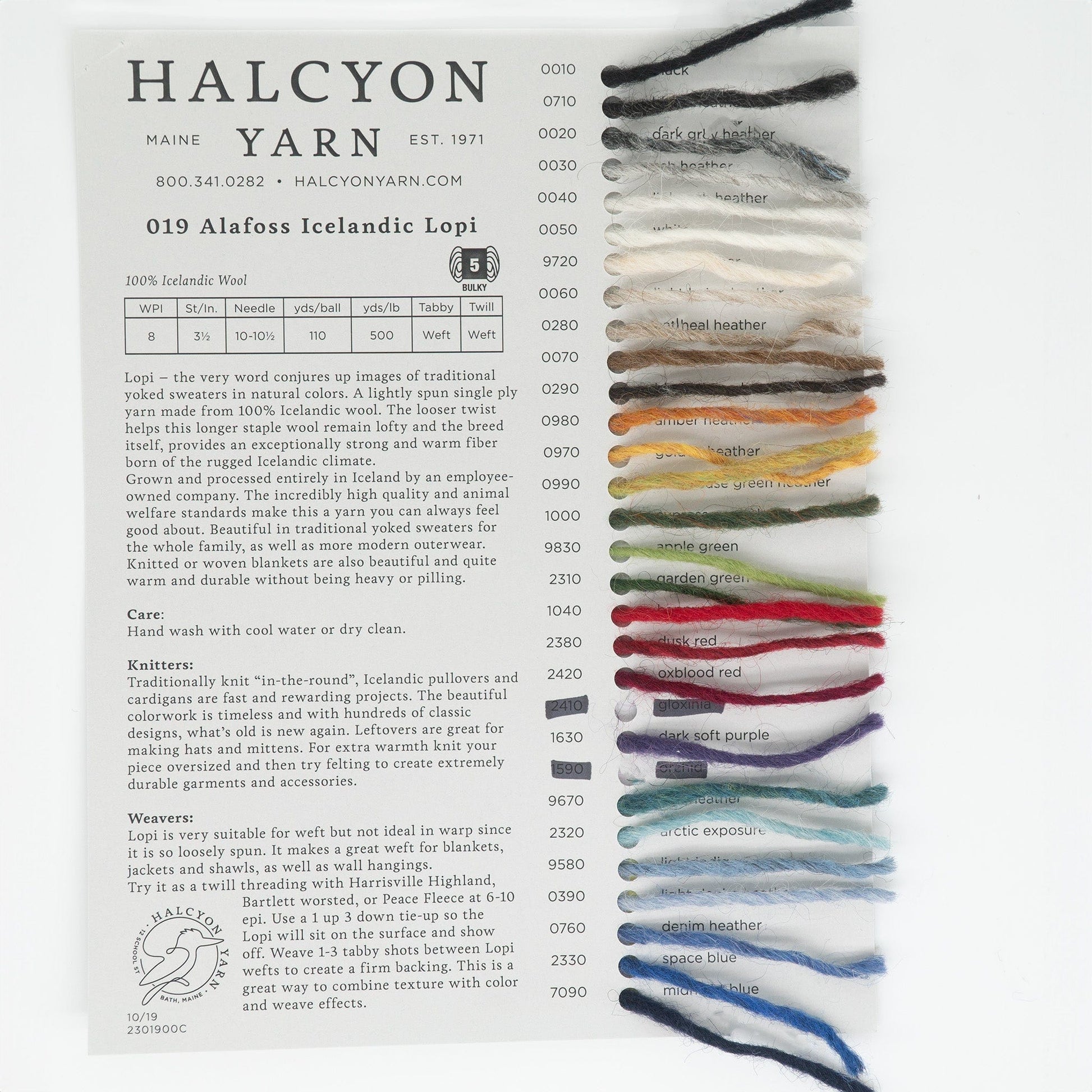 Halcyon Yarn Yarn Sample Cards Alafoss Icelandic Lopi Sample Card