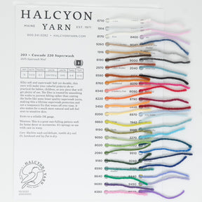 Halcyon Yarn Yarn Sample Cards Cascade Superwash 220 Sample Card