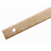 Image of the Leclerc Wood Lease Stick from Leclerc Looms, showcasing its light brown color and clear grain pattern. Similar to a wooden ruler, it features a small round hole near one end, much like tools used for maintaining the warp cross in weaving.