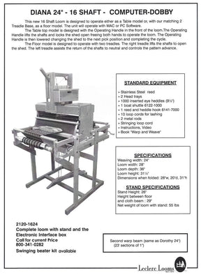 Leclerc Looms Floor Looms Leclerc Diana 24" 16-Shaft, Computer Dobby Floor Loom