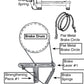 Diagram of a cloth beam system in a Leclerc loom, featuring key components such as the Leclerc Replacement Flat Steel Brake Circle for Looms, brake lever, springs, turnbuckle, connecting rod, drum, strengthening pieces, ratchet wheel, long/short pawls and take-up motion handle.