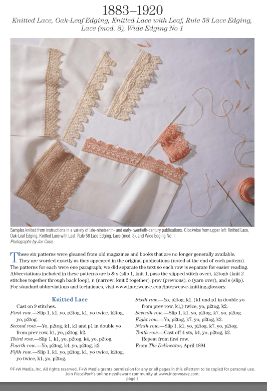 Long Thread Media Books A Lace Revival: 25 Vintage Edgings to Knit eBook (Printed version)