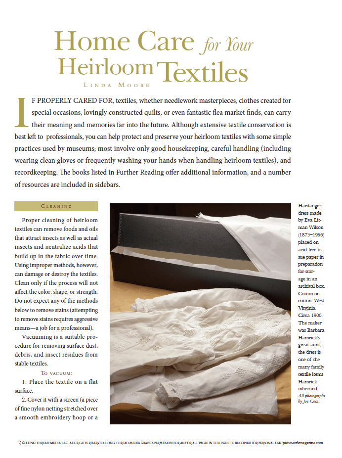 Long Thread Media Books Home Care for Heirloom Textiles – eBook printed copy