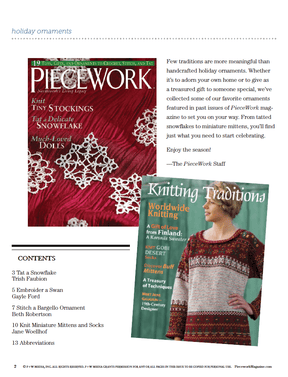 Long Thread Media Books PieceWork Holiday Ornaments: 5 Projects to Tat, Embroider, and Knit – eBook printed copy