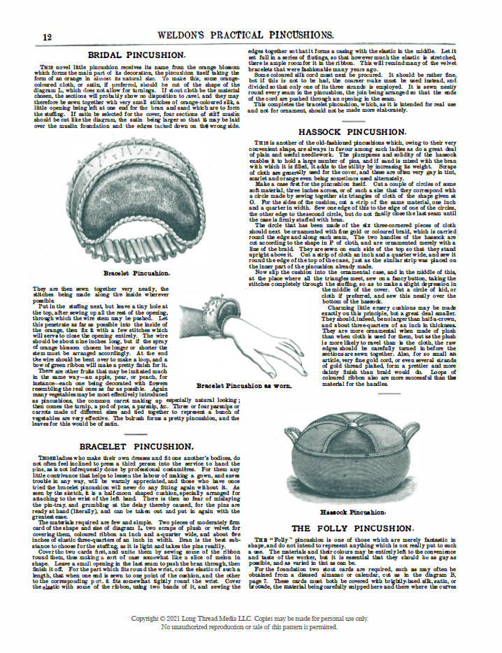 Long Thread Media Books Weldon's Practical Pincushions: How to Make Pincushions for Bazaars and Decorative Purposes eBook (Printed version)