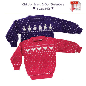 Yankee Knitter Designs Digital Patterns Child's Heart and Doll Sweaters, download