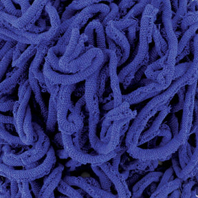 Close-up image of numerous tangled purple Harrisville Potholder Loops - Traditional Size Mini Pack by Friendly Loom. The loops are intertwined, creating a densely packed, intricate pattern that resembles thick, woven strands or cords. The texture appears soft and fabric-like, reminiscent of a potholder loom's craft.