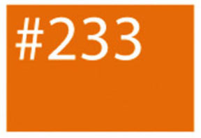 An orange rectangle with the vibrant color of WashFast Acid Dyes by G & K Craft and the white number "#233" centered inside.