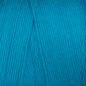 Close-up image of Maurice Brassard's Cotton 8/8 Carpet Warp in turquoise, showcasing tightly woven unmercerized cotton fibers with a soft texture, ideal for knitting or crochet projects. The vibrant color commands attention, emphasizing the smooth and slightly matte finish of the yarn.