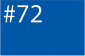 A blue rectangle showcasing "#72" in prominent white font in the upper left corner, features a plain blue background that echoes the hue of Jacquard Products’ Procion Dye used for coloring cellulose and silk fibers, with no additional details or design elements.