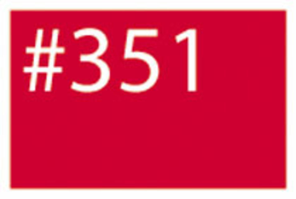 A vibrant red rectangular sign with white text displaying "WashFast Acid Dyes #351" by G & K Craft.