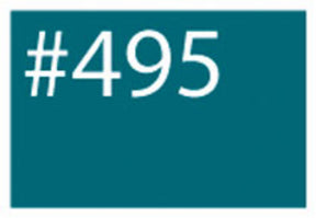 A rectangular teal background features the text "#495" in bold white font. The design, accentuated by the vibrant color, is simple, with the number prominently displayed in the upper half of the rectangle to represent G & K Craft's WashFast Acid Dyes.