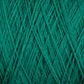 Close-up image of green JaggerSpun Maine Line 3/8 Yarn | Mini-cone wound tightly in overlapping, crisscrossing patterns, creating a textured, woven appearance. The yarn fibers are clearly visible, highlighting the detailed structure and color of the worsted spun material from Jagger Brothers, Inc.