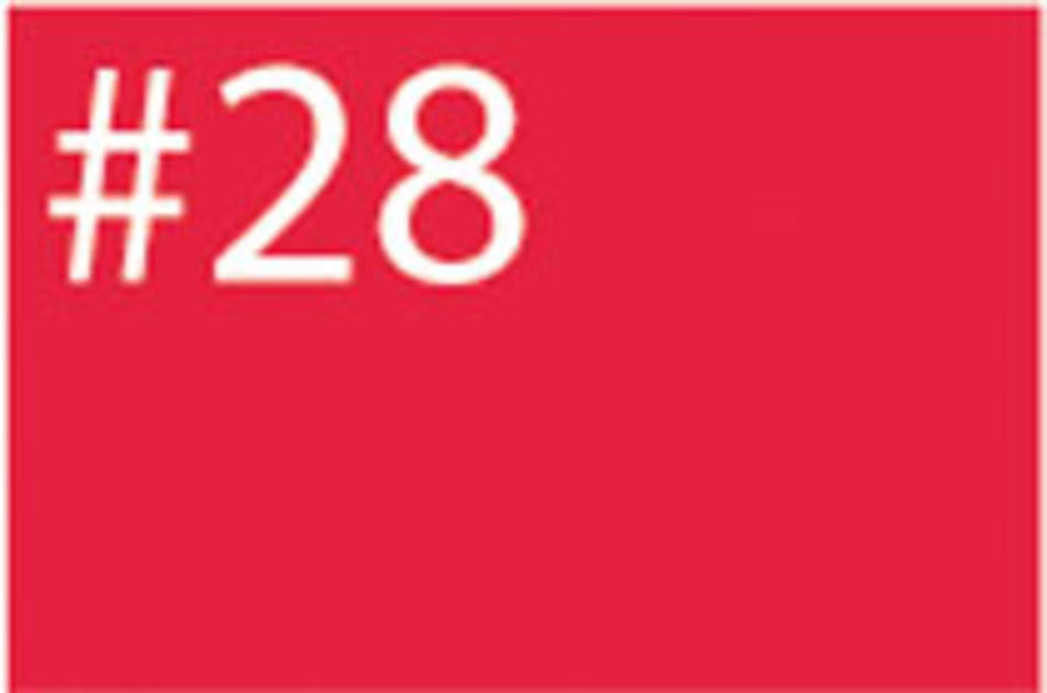 A vibrant red rectangle with white text "#28" in the top left corner, reminiscent of Procion Dye for cellulose and silk fibers by Jacquard Products. The solid red background makes the text stand out clearly.