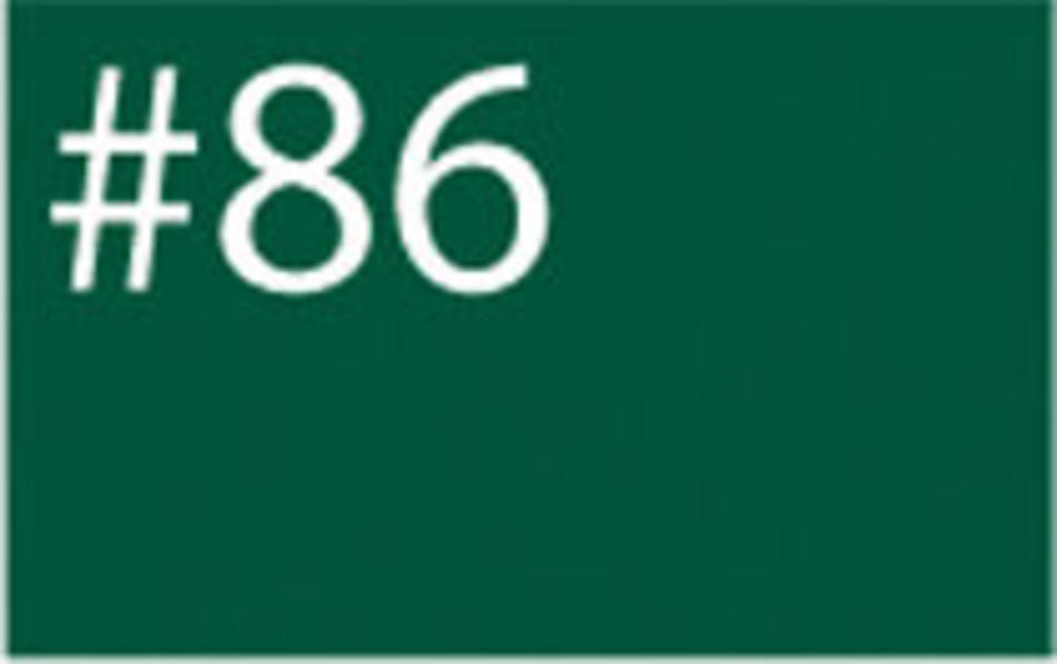 The image depicts a dark green rectangle with the white text "#86" centered within it, evocative of the deep hues achieved using Jacquard Products' Procion Dye on cellulose and silk fibers.