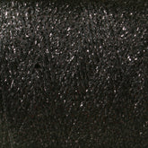 Close-up image of a spool of shimmering, dark-colored metallic yarn from the Astra Glow Metallic line by Huntingdon Yarn Mill, Inc. The thread has a slight sheen, giving it a sparkly appearance. The texture of the yarn is smooth and tightly wound in a diagonal pattern on this large cone.