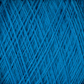 Close-up image of a dense pattern of JaggerSpun Maine Line 2/20 Yarn by Jagger Brothers, Inc. in blue worsted spun yarns criss-crossing each other, forming a diagonal grid. The texture and detailed fibers of the medium grade wool are visible.