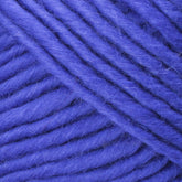 Close-up image of thick, soft, royal blue Lamb's Pride Bulky Yarn from Brown Sheep, showing detailed texture and individual fibers. The yarn is tightly wound in a spiral pattern, revealing its fluffy and slightly fuzzy nature—perfect for knitters and crocheters crafting Icelandic sweaters.