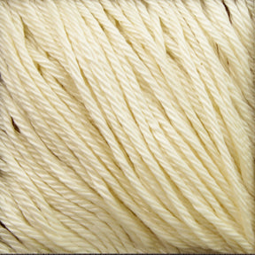 Close-up image of a bundle of cream-colored Cascade Ultra Pima Cotton Yarn by Cascade Yarns. The twisted fibers appear soft and smooth, with individual strands visible, showcasing the texture and exquisite detail of this Peruvian Pima Cotton yarn.