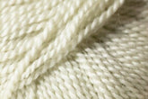 Close-up image of Jo Sharp Alpaca Kid Lustre yarn by Kingfisher Yarn & Fibre, showcasing its off-white twisted strands and soft texture. The fibers appear tightly spun, creating a smooth and consistent pattern throughout. The color is uniform, highlighting the natural look and feel of this premium Merino blend yarn.