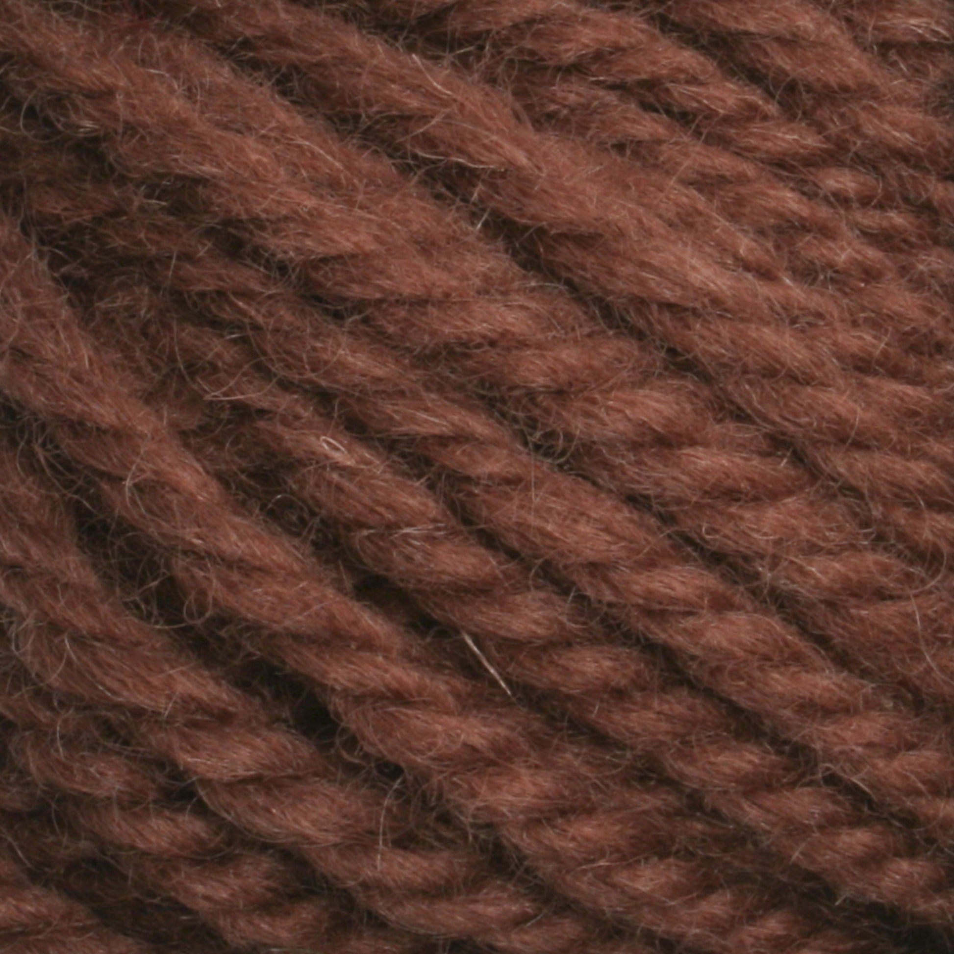 Close-up of Halcyon Yarn Classic Rug Wool | Skein displaying its thick, twisted fibers. The texture appears soft and slightly fuzzy, ideal for knitting or crocheting. Perfect for weavers, this hand-dyed rug wool by Caledonian Dye Works adds a rich, earthy tone to any project.