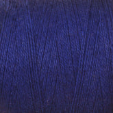 Close-up image of a spool of Maurice Brassard's 8/2 Cottolin Organic Yarn | Mini-Cone in blue. The tightly wound strands display a rich, deep blue color with a slight sheen, indicating the smooth texture of this cotton linen blend. The intricate weaving pattern of the thread strands is visible with fine details.