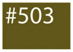 A rectangle with an olive green background features the text "WashFast Acid Dyes #503" in large, white font, presenting a vibrant color contrast. Brought to you by G & K Craft.