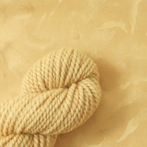 A close-up image of a skein of thick, cream-colored yarn on a subtly textured, light beige background. The yarn appears soft and twisted with hints of delicate blues intertwined, reflecting the natural beauty and quality associated with Earthues Pomegranate Extract by Earthues.