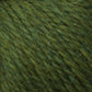 Close-up of green Peace Fleece Yarn by Harrisville Designs. The thick strands vary slightly in shade from light to dark green, creating a textured and slightly fuzzy appearance. This worsted weight yarn combines wool and mohair for a soft feel, making it perfect for knitting or crocheting projects.