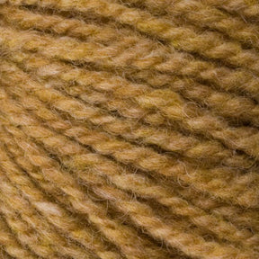 A close-up view of Bartlettyarns' Bartletts Maine Wool - Sport in a yellowish-brown shade. The tightly woven texture exhibits a slightly fuzzy appearance, and the color variation ranges from light to dark tones, creating a warm, earthy look that highlights the quality of this wool.