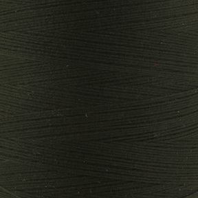 Close-up image of black Woolly Nylon Reinforcement Yarn by YLI Corp. wound tightly on a spool, displaying a uniform texture and pattern. The yarn appears smooth with subtle diagonal lines from the winding process, ensuring the security of your stitches.