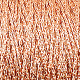 Close-up image of a tightly wound, thick bundle of Chainette Metallic Yarn | Mini-cone by Plymouth Yarn Co. The yarn is neatly arranged, creating a textured pattern of metallic and light brown hues, with individual strands clearly visible.