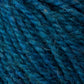 Close-up image of dark teal worsted weight yarn showing the texture and fine strands intertwined together. The fibers are slightly fuzzy, giving a soft, cozy appearance. This Bartlettyarns Maine Wool Yarn features heathered colors that add depth and character to your knitting projects.