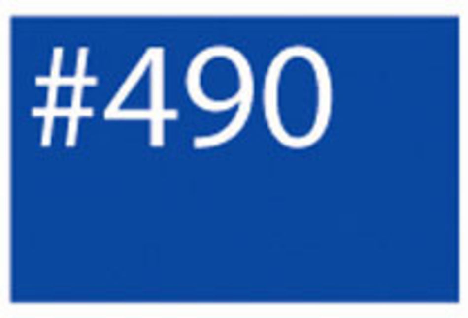 A blue rectangle with the vibrant color of WashFast Acid Dyes by G & K Craft features the white text "#490" in the center.