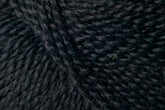 Close-up image of tightly woven, dark-colored Jo Sharp Alpaca Kid Lustre fibers by Kingfisher Yarn & Fibre intertwined to create a rich texture. The yarn appears thick and robust, showcasing individual strands that are neatly twisted together, suitable for knitting or crocheting.