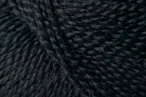 Close-up image of a tightly wound skein of dark, textured yarn. The fibers, including Jo Sharp Alpaca Kid Lustre by Kingfisher Yarn & Fibre, are slightly varied in shading, creating a subtle, intricate pattern within the twists. The texture appears soft yet sturdy, ideal for knitting or crocheting projects.