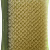 The Clover Felting Needle Mat by Bryson Distributing, Inc. is a green plastic mat with stiff, light-colored bristles designed in a crisscross pattern. Ideal for felting supplies, the bristles occupy most of the surface area, and the plastic frame has a slight curve for grip.