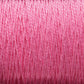 Close-up view of Supreme Corp.'s 10/2 Pearl Cotton Yarn | Mini-cone in pink, wound tightly around a spool, showing detailed texture and fibrous strands. The image highlights the soft and slightly glossy appearance of this versatile yarn, renowned for its colorfastness.