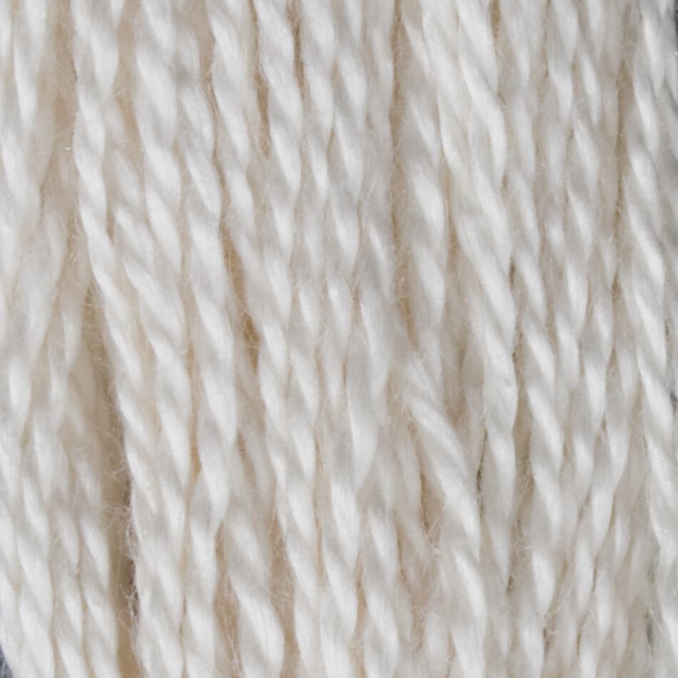 Close-up image of Henry's Attic 2/5 Natural Silk Yarn strands twisted together. The yarn appears soft and thick, suitable for knitting or crocheting projects. The individual fibers are visible, showing a uniform texture throughout, reminiscent of silk.