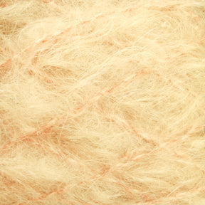 Close-up of the Victorian Brushed Mohair Yarn | Mini Skein by Caledonian Dye Works, showcasing a beige textured surface covered in soft, thin fibers, creating a luxurious and fuzzy appearance. The fibers, resembling natural mohair, are loosely interwoven in an irregular pattern. The overall effect evokes the cozy feel of Victorian yarns or fur material.