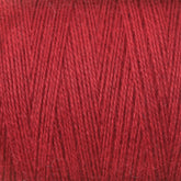 Close-up image of a spool of Maurice Brassard 8/2 Cottolin Organic Yarn in red. The fibers are tightly wound, showcasing the texture and richness of the color. The yarn appears smooth and evenly spun, making it ideal for weaving on a four shaft loom or pairing with a cotton linen blend for knitting or crocheting.