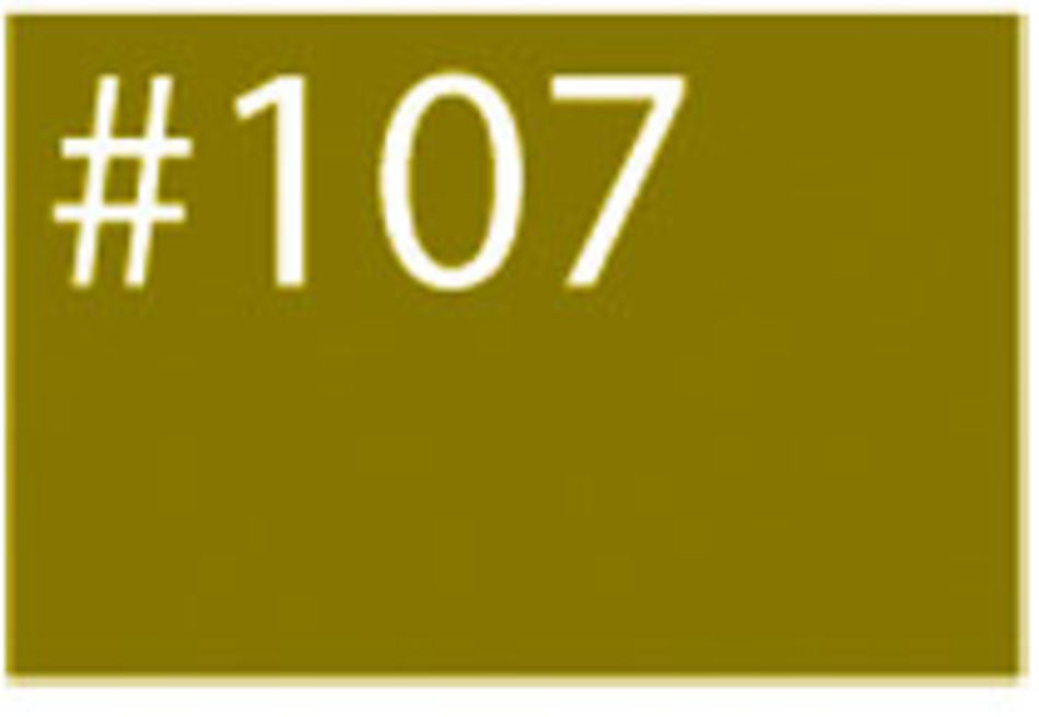 A mustard yellow rectangular sign with white text reading "#107" displayed in the center, perfect for marking Jacquard Products' Procion Dye (cellulose, silk) or identifying areas where these dyes are used.