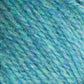 Close-up image of blue and green blended yarn. The fibers are tightly twisted, showcasing the heathered colors typical of Bartlettyarns Maine Wool Yarn from the renowned Brand, Bartlettyarns. The texture is soft and fuzzy with varying shades of blue and green throughout the strands, creating a soothing and vibrant effect often found in worsted weight yarn.