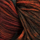 Close-up of a skein of Malabrigo Rios yarn by Malabrigo Yarn, showcasing a blend of dark, earthy tones with deep reds, browns, and subtle hints of blue. The texture is thick and slightly twisted, evoking a warm and cozy feel. Its kettle-dyed colors amplify its rich vibrancy.