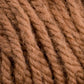 Close-up of thick, brown yarn from the Caledonian Dye Works Halcyon Yarn Classic Rug Wool Skein, showcasing its detailed texture and fibers. The yarn is tightly wound and appears coarse with visible individual strands and slight fuzziness, ideal for weavers crafting with this quality Rug Wool.