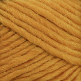 Close-up image of thick, soft Brown Sheep Lamb's Pride Worsted Yarn in a rich mustard yellow color. The fibers are slightly fuzzy, and the strands are tightly wound together, showing the texture and subtle variations in the hue—perfect for Lamb's Pride Worsted projects.