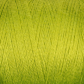 Close-up image of vibrant green 8/2 Tencel Yarn | Mini Cone by Maurice Brassard, showcasing its smooth, finely woven texture and shiny appearance. The tightly wound strands emphasize the yarn's uniformity and high quality—ideal for knitting or crocheting projects or as an essential addition to your collection of knitting accessories.